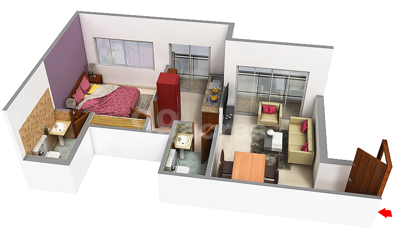 1 BHK Flat in Godrej Vihaa floor plan 420.3307017725146 sq.ft. (39.05 sq.m.)